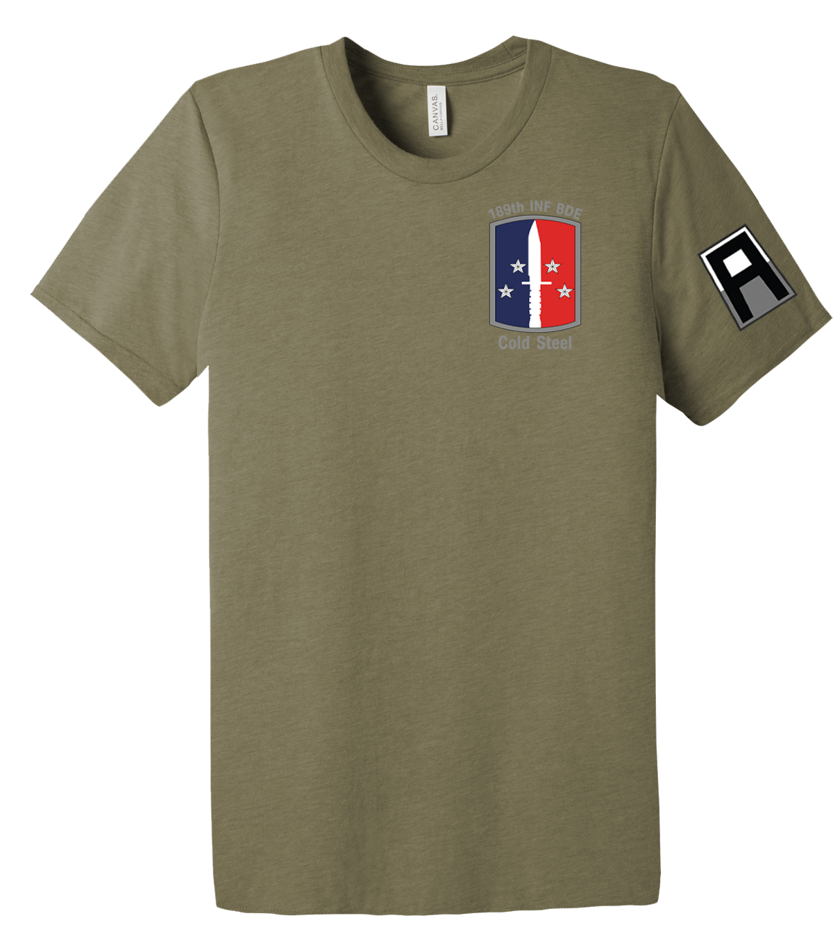 HHC 189th INF BDE Unisex Triblend Short Sleeve Tee with Left Sleeve "A"