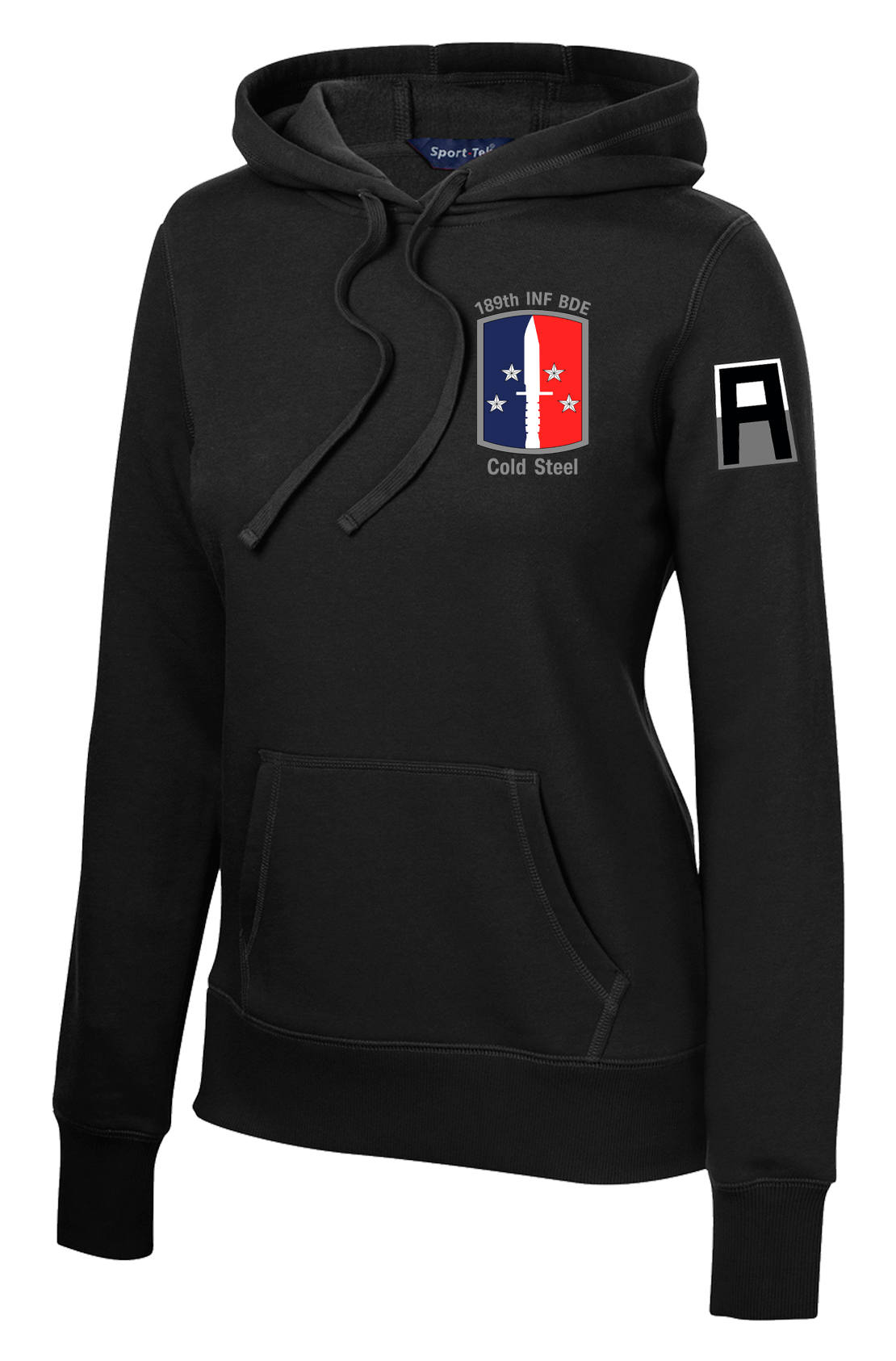 HHC 189th INF BDE Ladies Poly/Cotton Blend Hoodie with Left Sleeve "A"