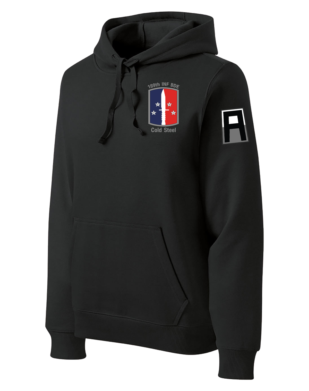 HHC 189th INF BDE Poly/Cotton Blend Hoodie with Left Sleeve "A"