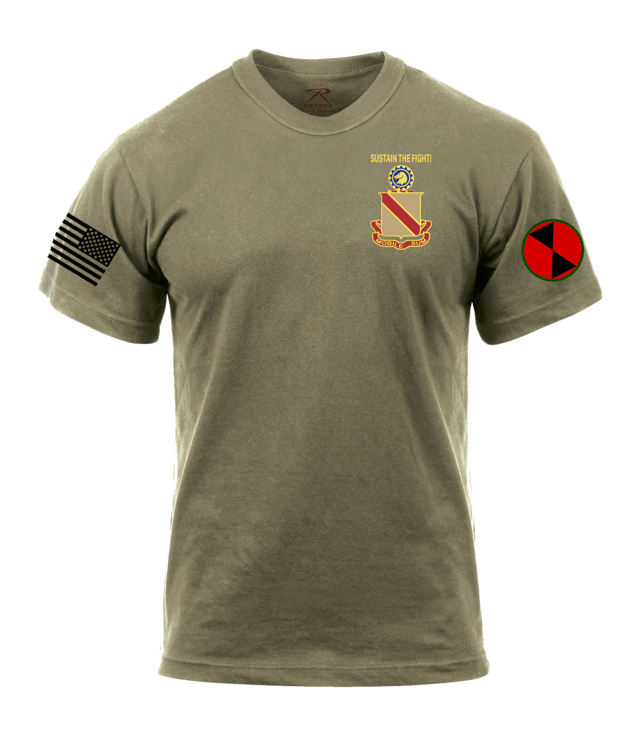 2D BSB AR 670-1 Coyote Brown T-Shirt with Two Sleeve Print