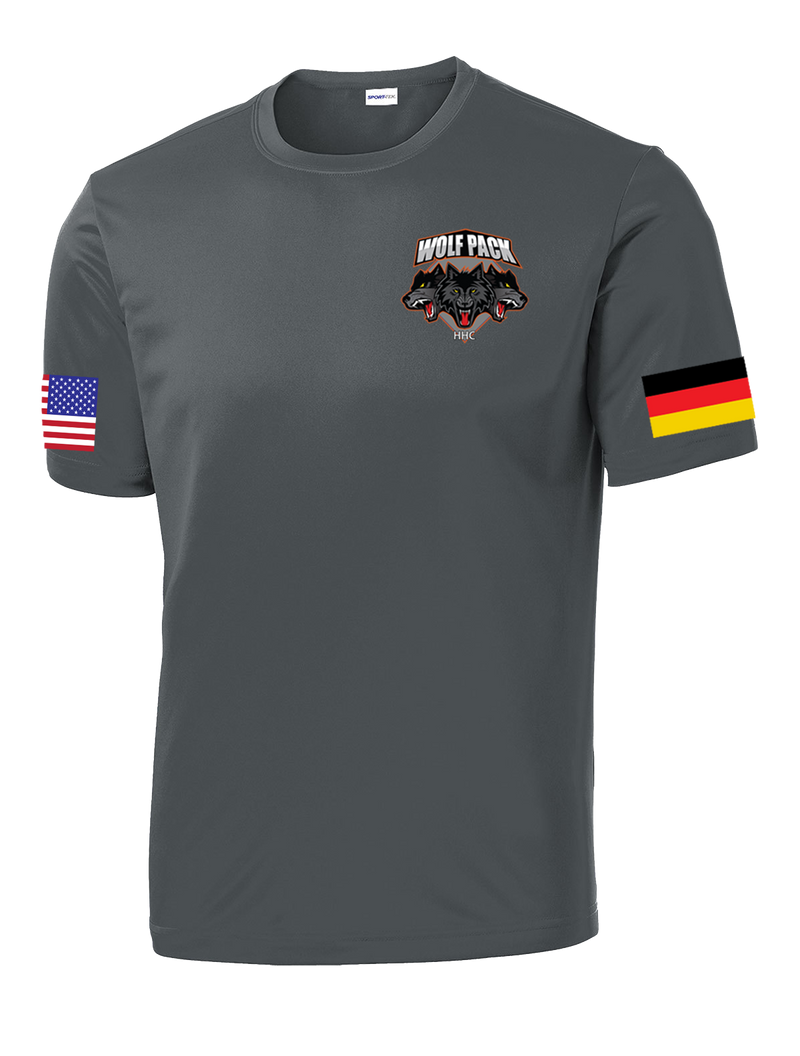 HHC 2D TSB Competitor Tee with RWB US & German Flag on Sleeves