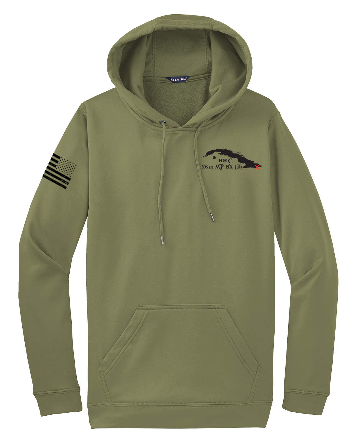 HHC 508th MP BN Fleece Hooded Pullover GITMO with Right Sleeve Flag