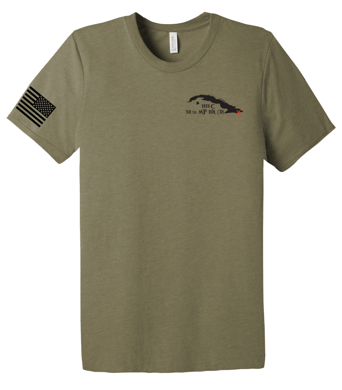 HHC 508th MP BN Unisex Triblend Short Sleeve Tee GITMO with Right Sleeve Flag