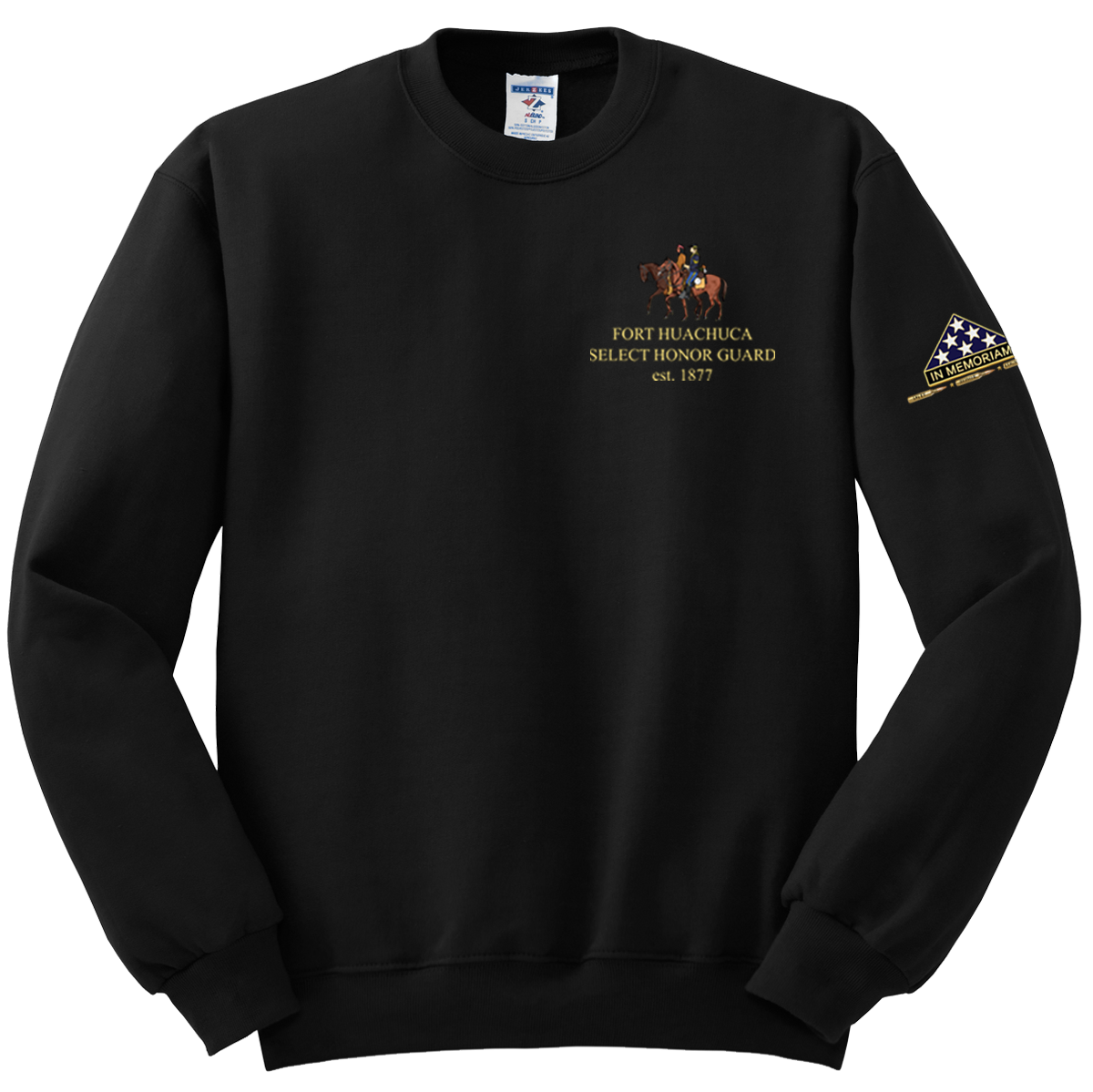 HHC Ft Huachuca - Honor Guard - Blend Crewneck Sweatshirt with Left Sleeve Print