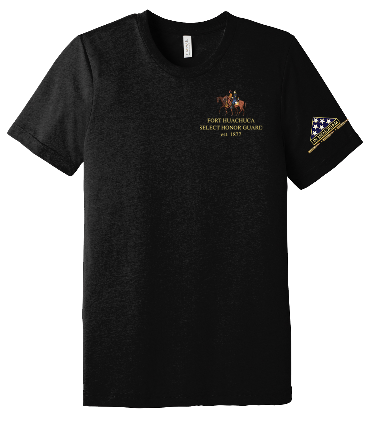 HHC Ft Huachuca - Honor Guard - Unisex Triblend Short Sleeve Tee with Left Sleeve Print