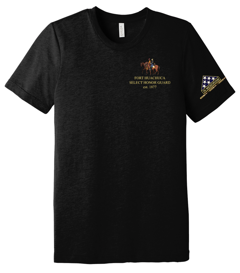 HHC Ft Huachuca - Honor Guard - Unisex Triblend Short Sleeve Tee with Left Sleeve Print