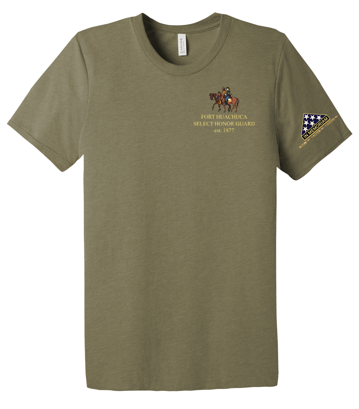HHC Ft Huachuca - Honor Guard - Unisex Triblend Short Sleeve Tee with Left Sleeve Print