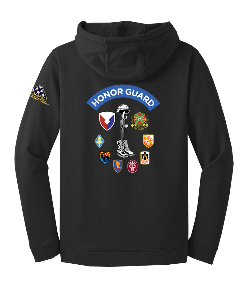 HHC Ft Huachuca - Honor Guard - Fleece Hooded Pullover with Left Sleeve Print