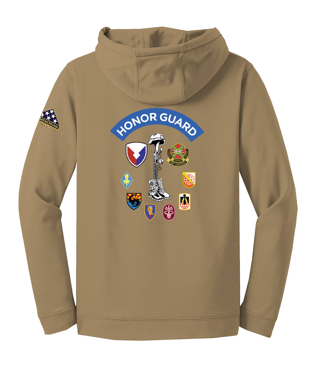 HHC Ft Huachuca - Honor Guard - Fleece Hooded Pullover with Left Sleeve Print