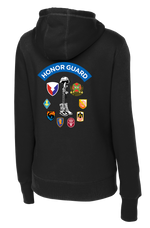 HHC Ft Huachuca - Honor Guard - Ladies Poly/Cotton Blend Hoodie with Left Sleeve Print