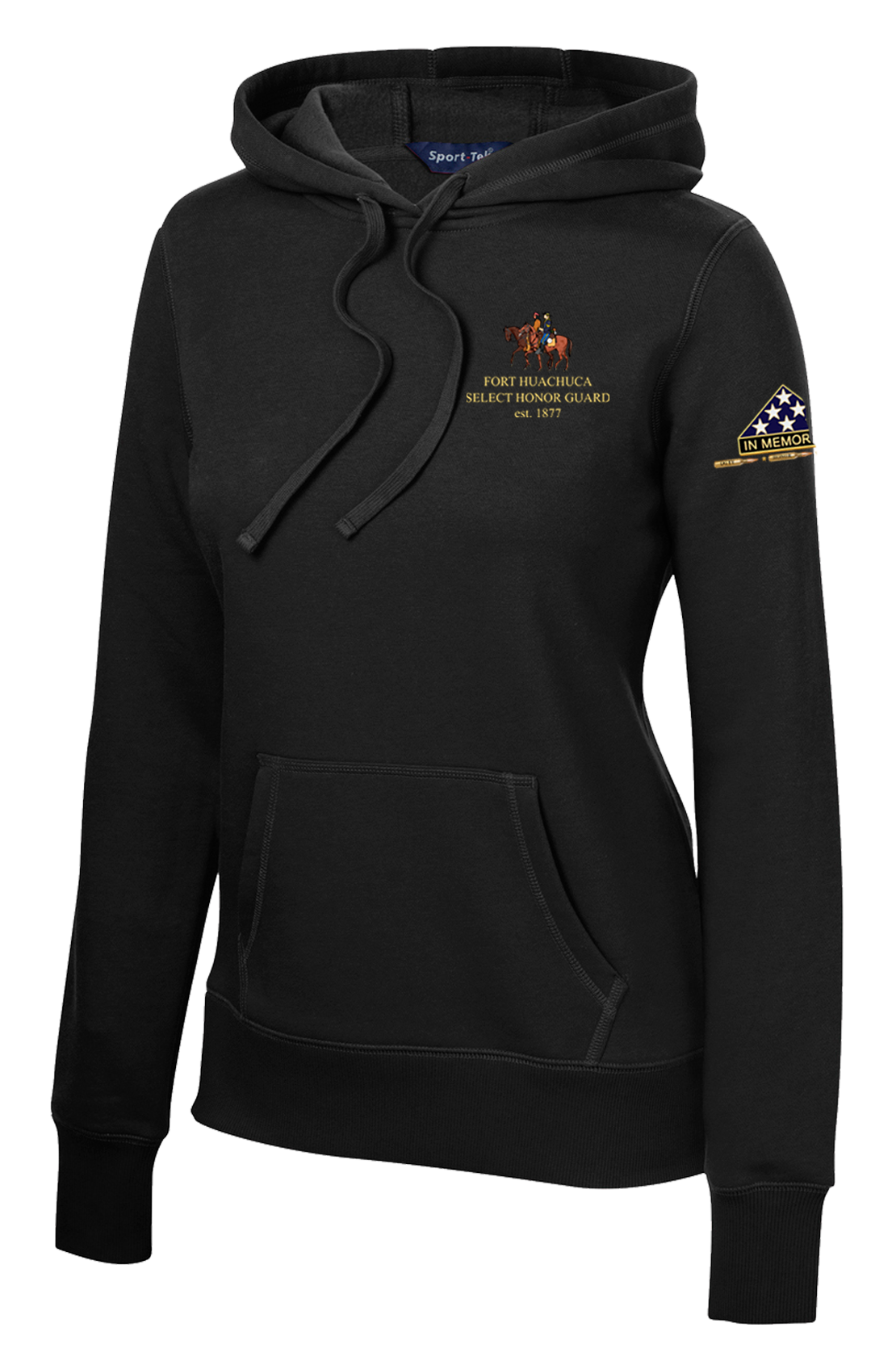 HHC Ft Huachuca - Honor Guard - Ladies Poly/Cotton Blend Hoodie with Left Sleeve Print