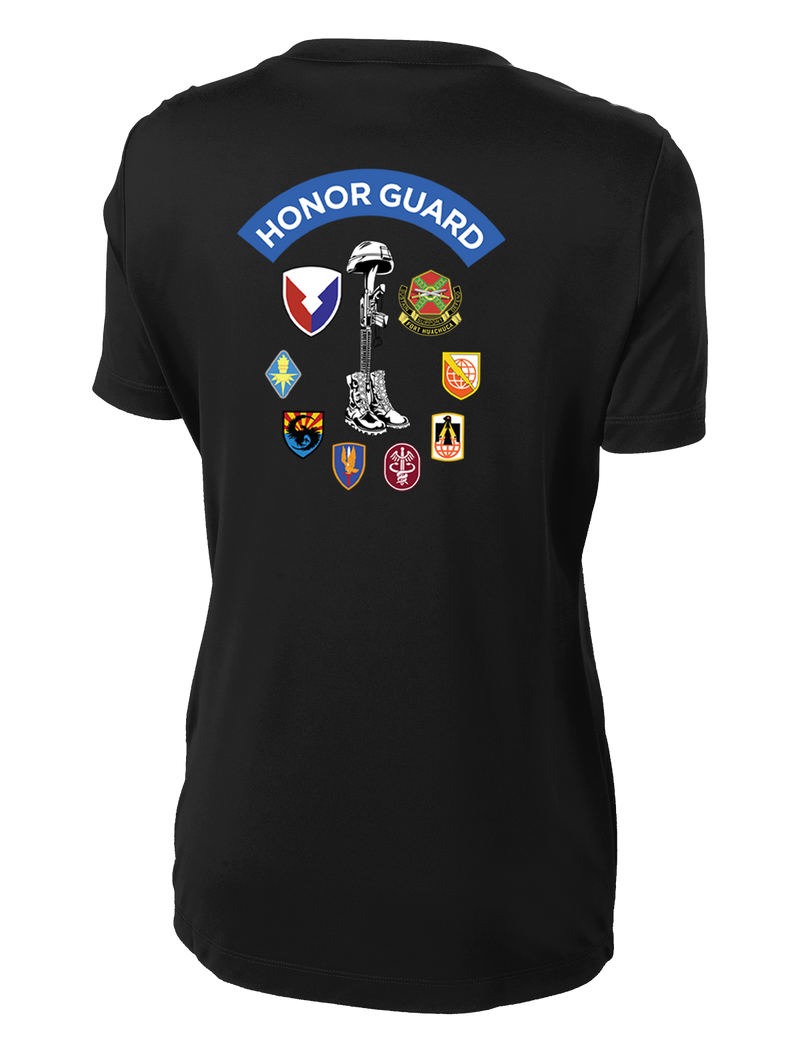 HHC Ft Huachuca - Honor Guard - Ladies Competitor Tee with Left Sleeve Print