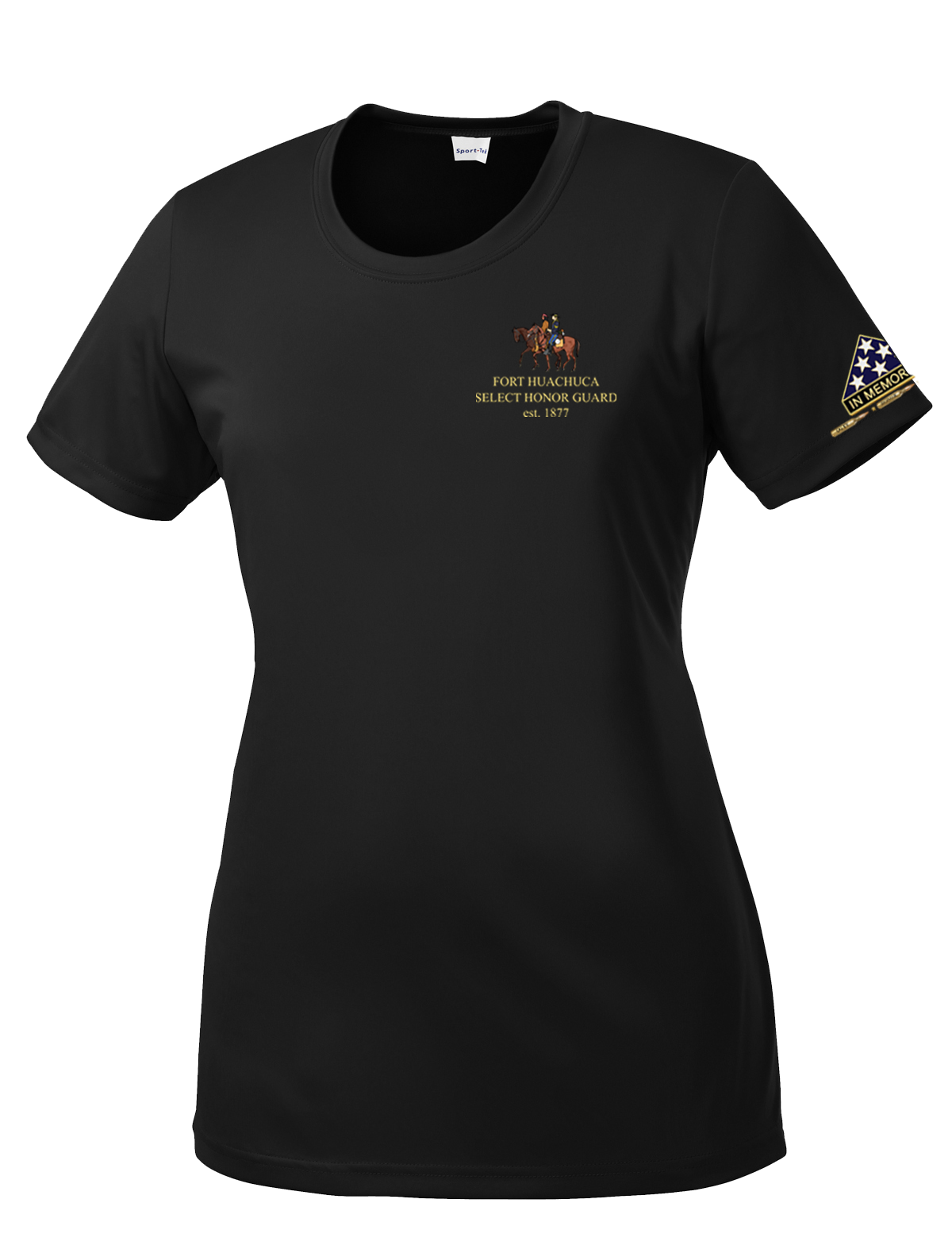 HHC Ft Huachuca - Honor Guard - Ladies Competitor Tee with Left Sleeve Print