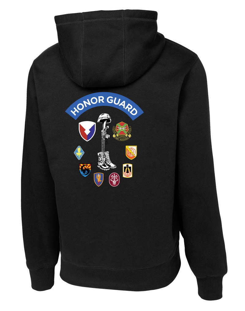 HHC Ft Huachuca - Honor Guard - Poly/Cotton Blend Hoodie with Left Sleeve Print