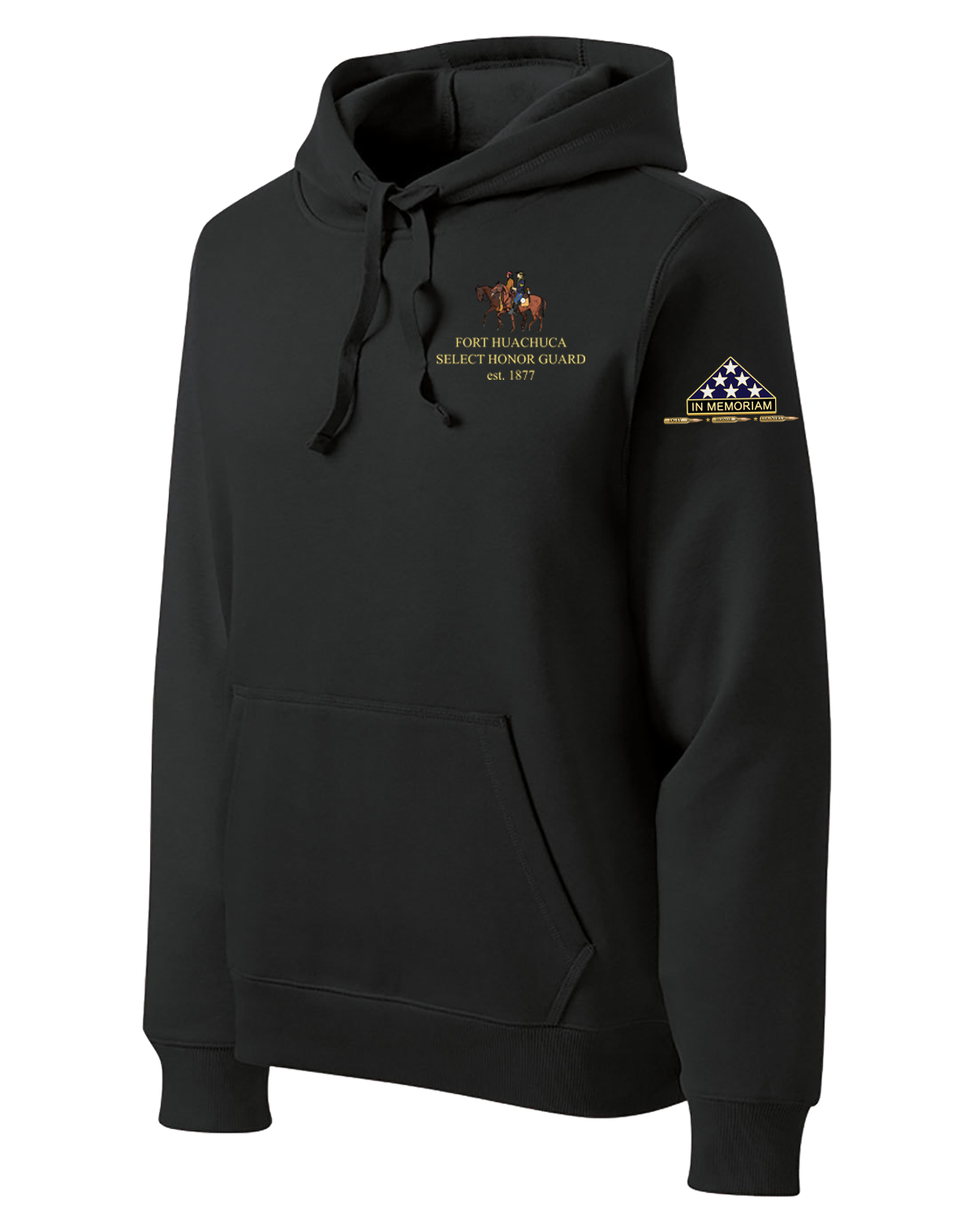 HHC Ft Huachuca - Honor Guard - Poly/Cotton Blend Hoodie with Left Sleeve Print