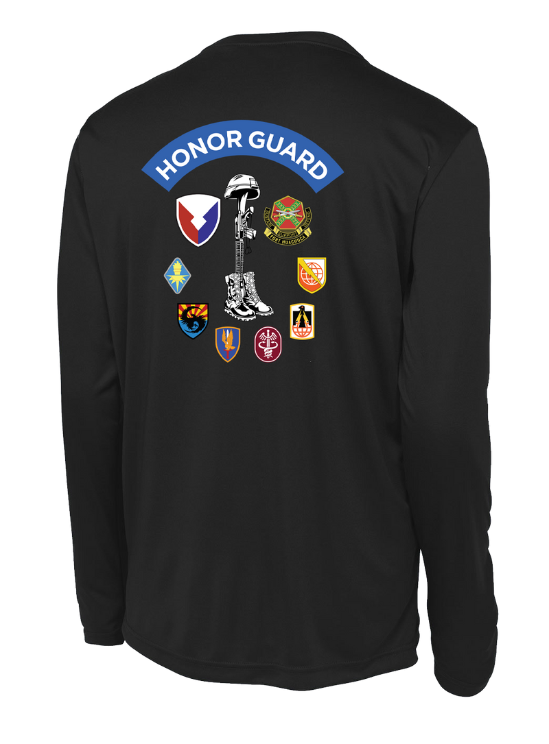 HHC Ft Huachuca - Honor Guard - Long Sleeve Competitor Tee with Left Sleeve Print