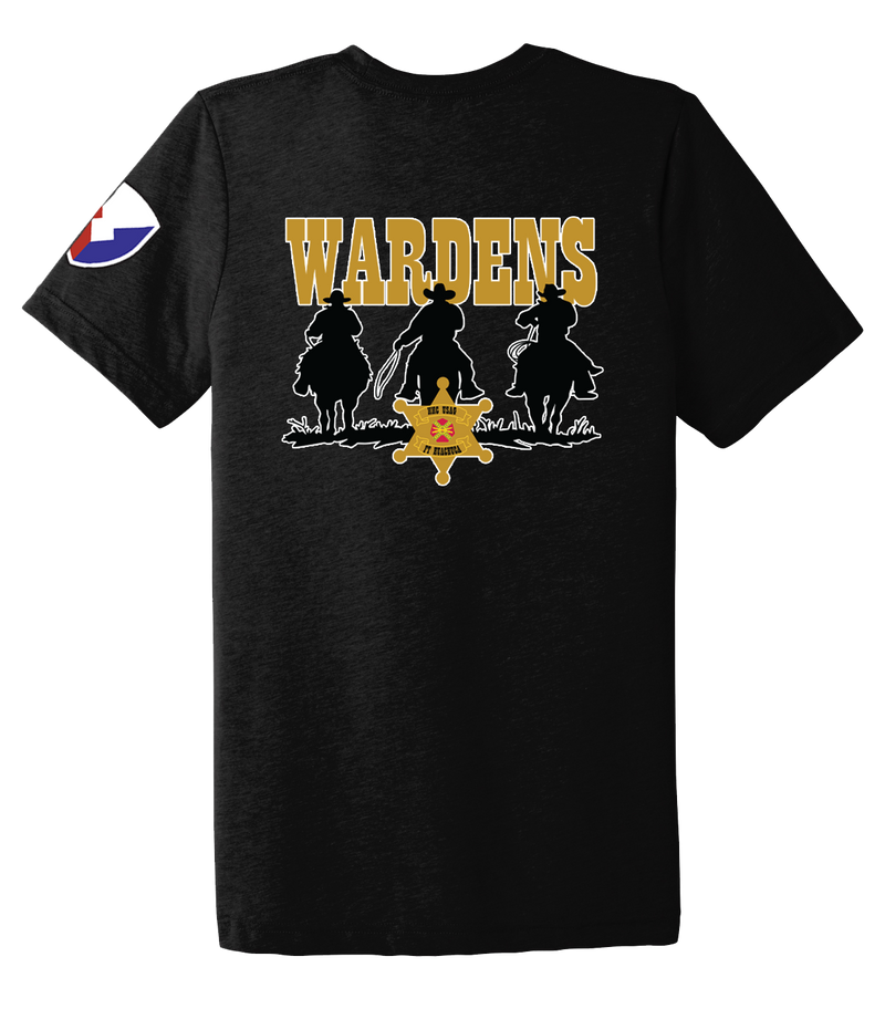 HHC Ft Huachuca - Wardens - Unisex Triblend Short Sleeve Tee with Left Sleeve Print