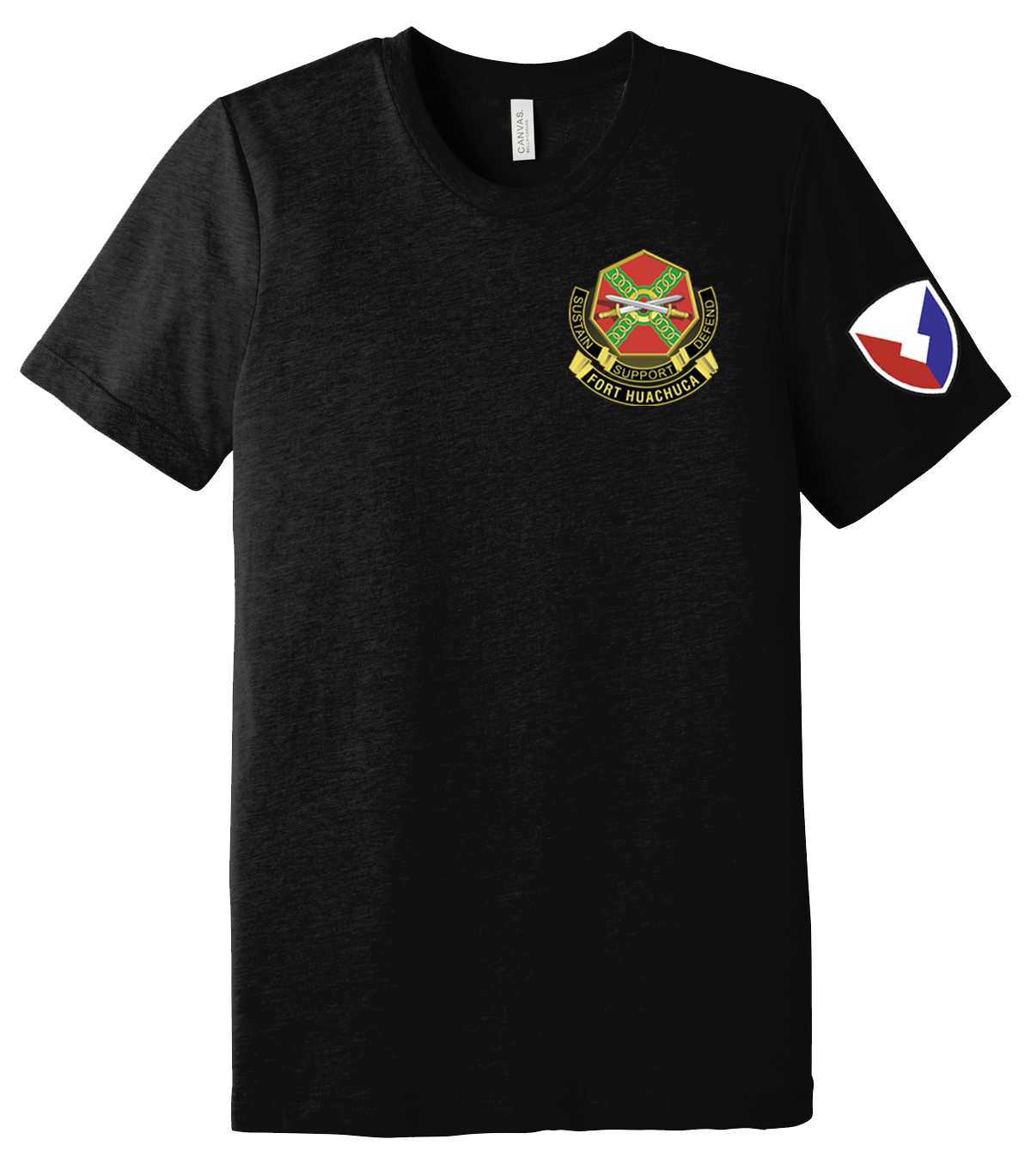 HHC Ft Huachuca - Wardens - Unisex Triblend Short Sleeve Tee with Left Sleeve Print