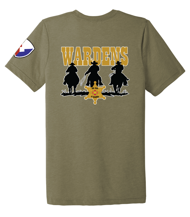 HHC Ft Huachuca - Wardens - Unisex Triblend Short Sleeve Tee with Left Sleeve Print