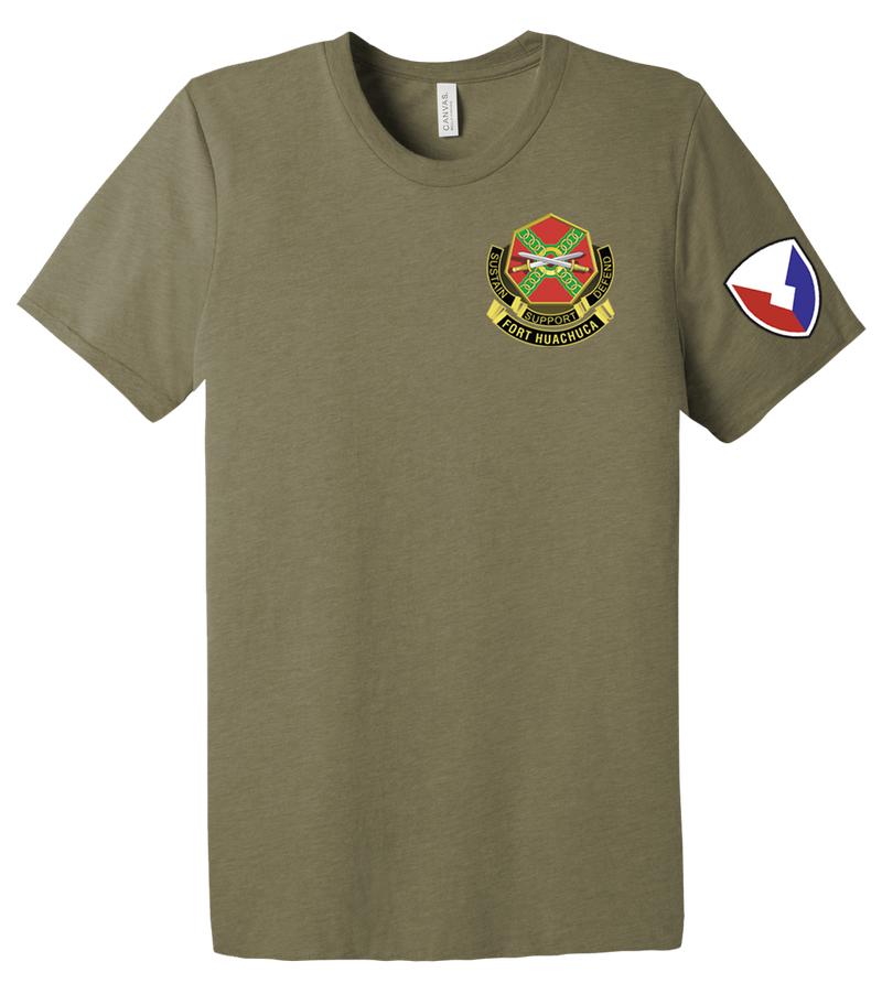 HHC Ft Huachuca - Wardens - Unisex Triblend Short Sleeve Tee with Left Sleeve Print