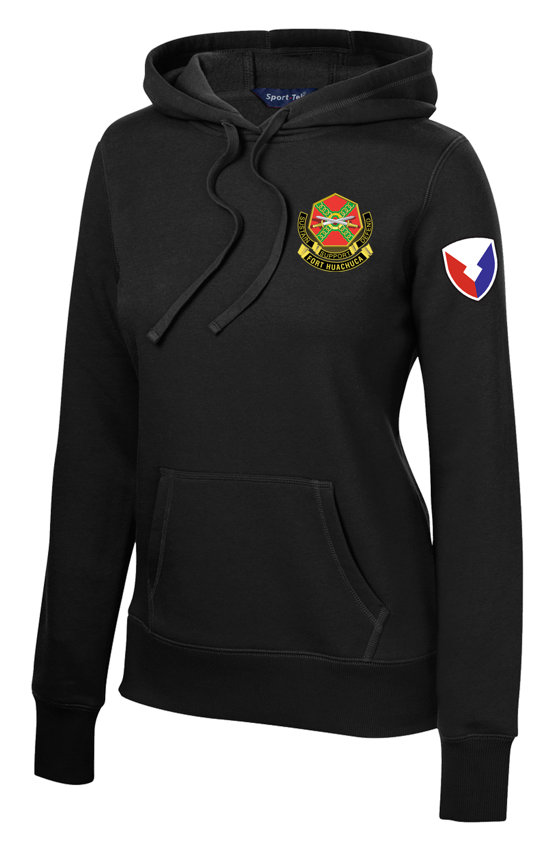 HHC Ft Huachuca - Wardens - Ladies Poly/Cotton Blend Hoodie with Left Sleeve Print