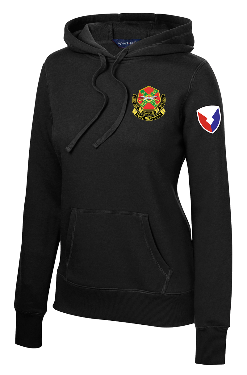 HHC Ft Huachuca - Wardens - Ladies Poly/Cotton Blend Hoodie with Left Sleeve Print