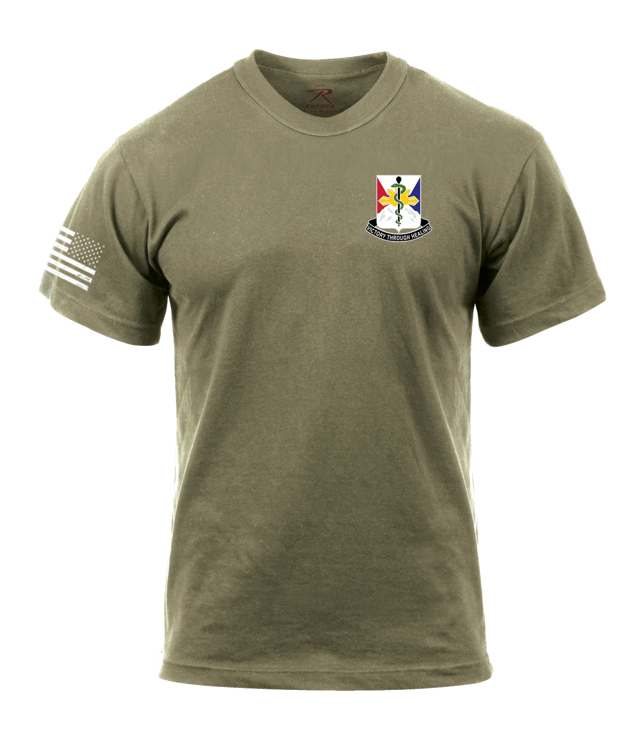 HHD 29th HC AR 670-1 Coyote Brown T-Shirt with Flag on Right Sleeve