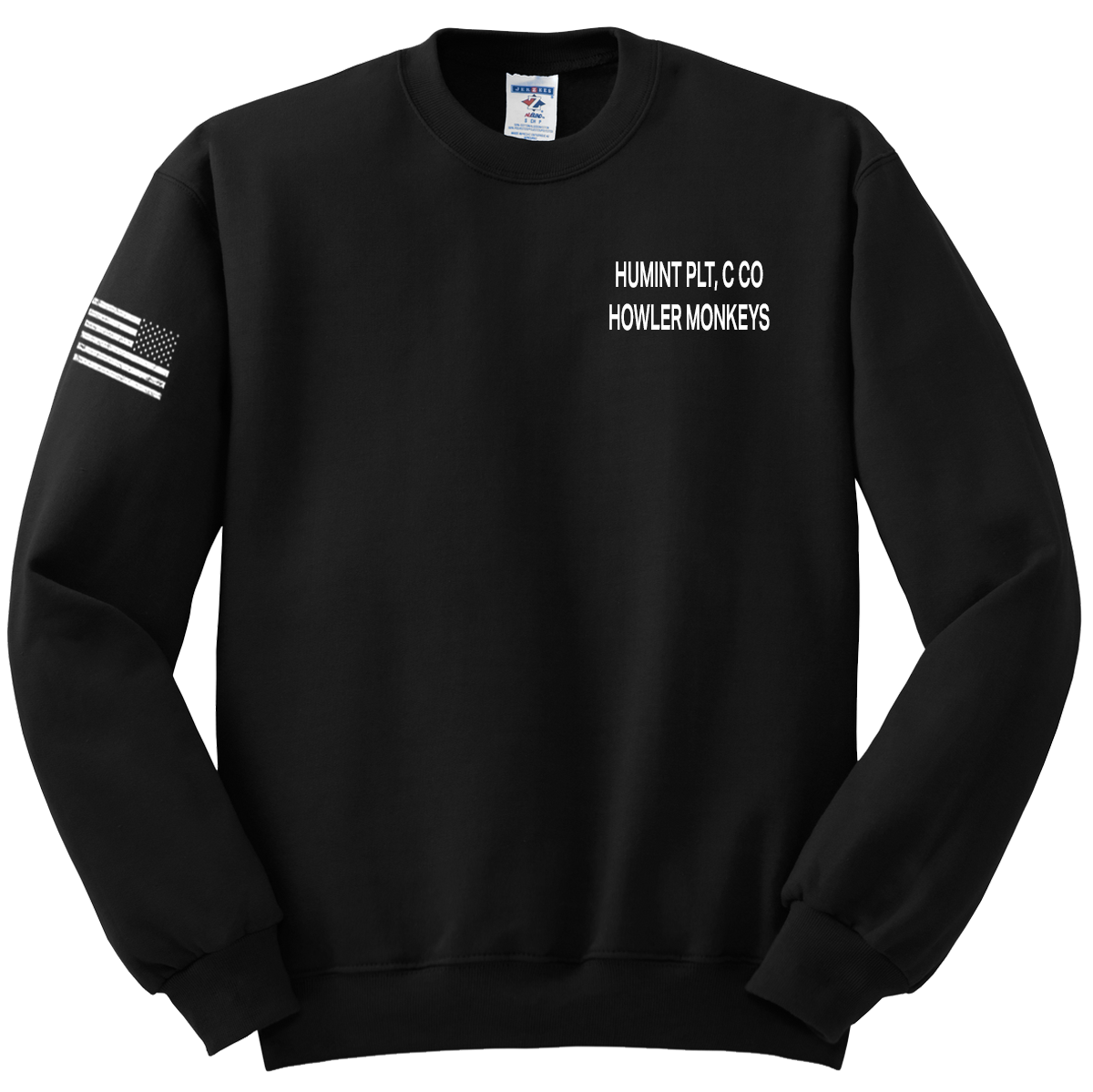 HUMINT PLT C Co 502d IEW BN Blend Crewneck Sweatshirt with Flag on Right Sleeve