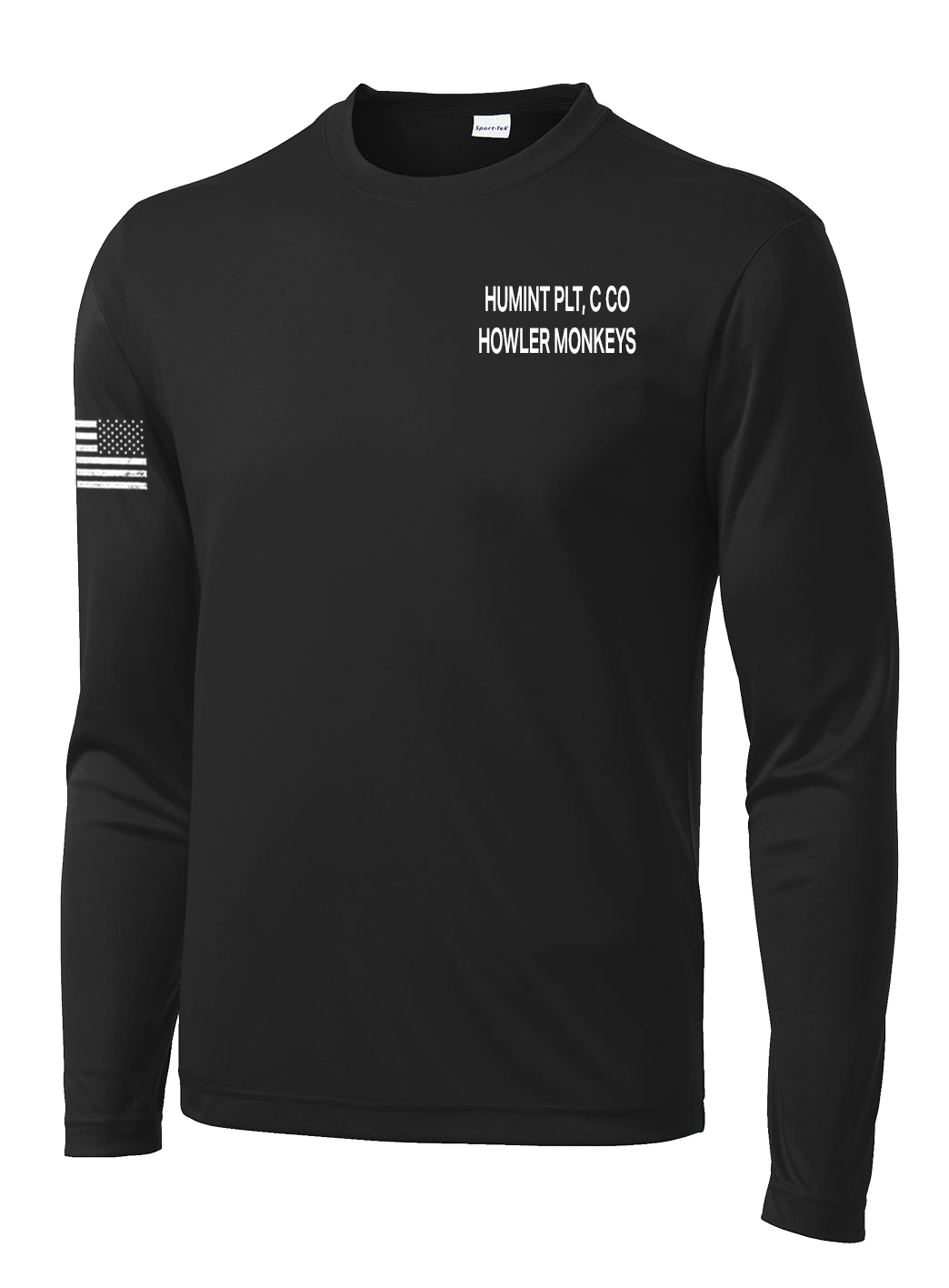 HUMINT PLT C Co 502d IEW BN Long Sleeve Competitor Tee with Flag on the Right Sleeve