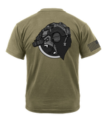 HUMINT PLT C Co 502d IEW BN AR 670-1 Coyote Brown T-Shirt with Solid Black Flag on Right Sleeve