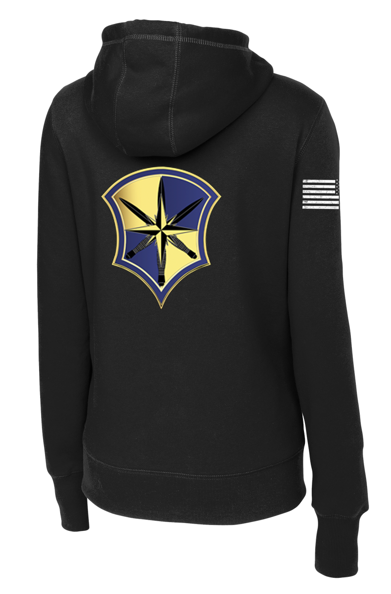 Capabilities Protection Detachment Ladies Poly/Cotton Blend Hoodie with Right Sleeve Flag - Black