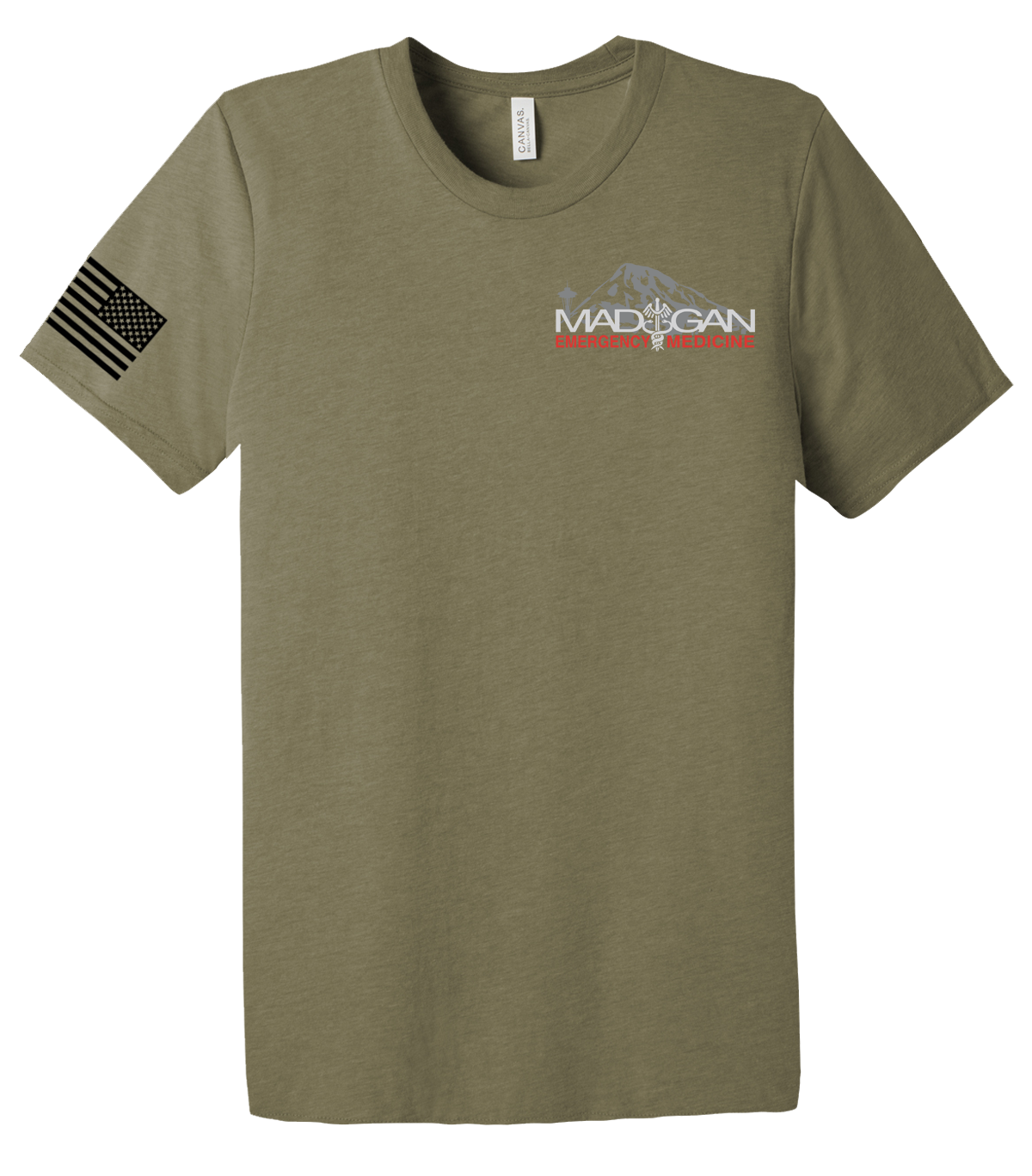 MAMC DEM Unisex Triblend Short Sleeve Tee with Right Sleeve Flag