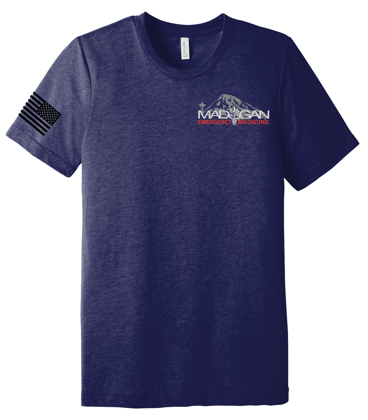 MAMC DEM Unisex Triblend Short Sleeve Tee with Right Sleeve Flag