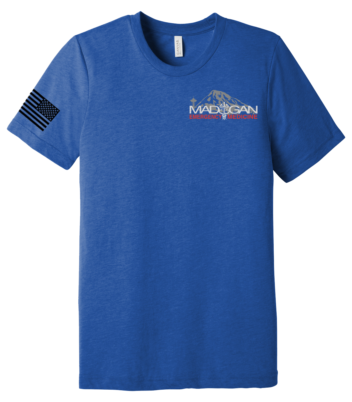 MAMC DEM Unisex Triblend Short Sleeve Tee with Right Sleeve Flag
