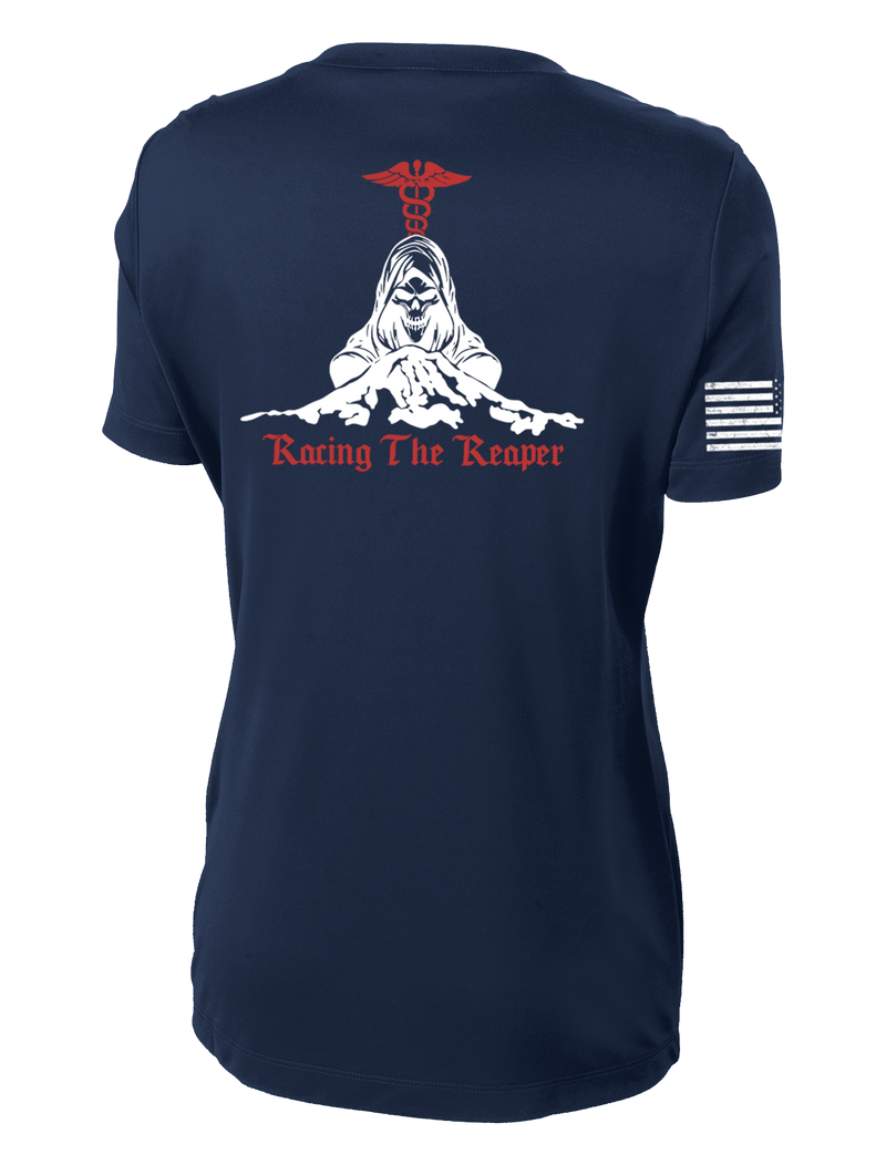 MAMC DEM Ladies Competitor Tee with Right Sleeve Flag