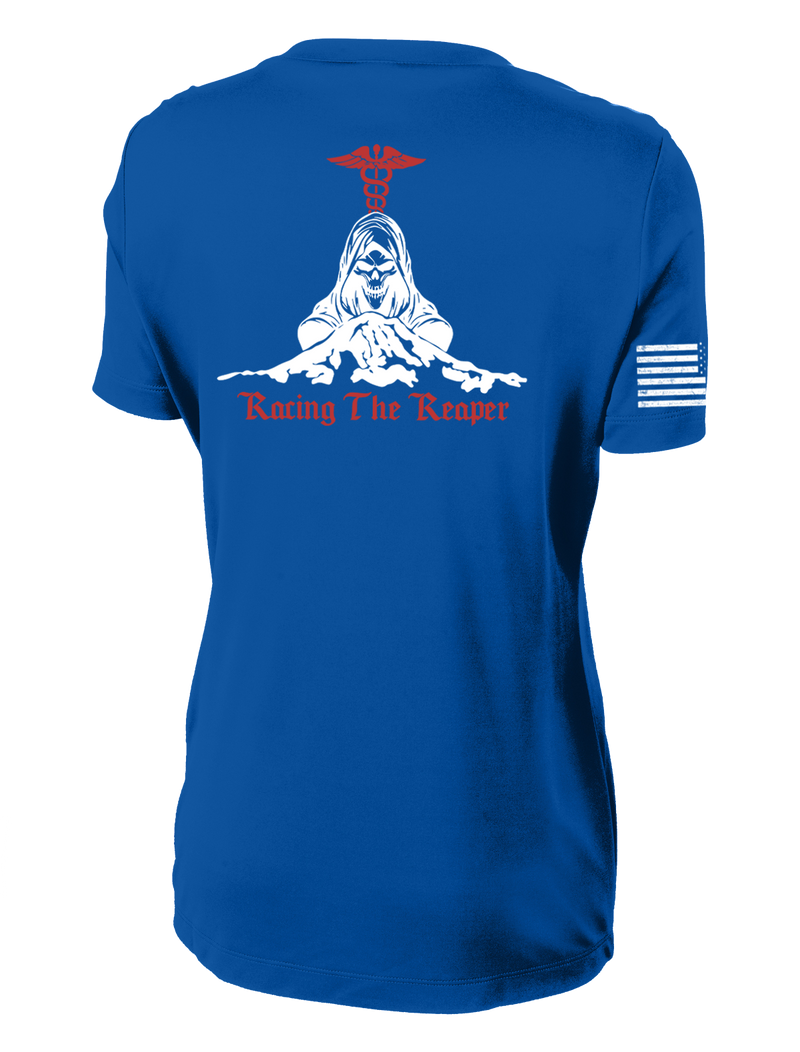 MAMC DEM Ladies Competitor Tee with Right Sleeve Flag