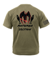 Bravo Company 4-23 Infantry "MOTHMAN SECTION" AR 670-1 Coyote Brown T-Shirt with Black Lettering & Black Right Sleeve Flag