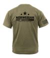 Norwegian Foot March AR 670-1 Coyote Brown T-Shirt with Solid Black Right Sleeve Flag