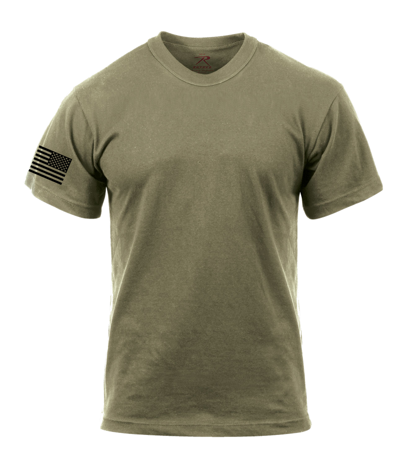 Norwegian Foot March AR 670-1 Coyote Brown T-Shirt with Solid Black Right Sleeve Flag