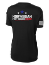 Norwegian Foot March Ladies Competitor Tee with Solid White Flag on Right Sleeve