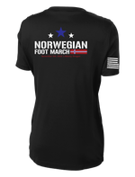 Norwegian Foot March Ladies Competitor Tee with Solid White Flag on Right Sleeve