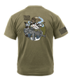 Bravo Company 4-23 Infantry "TRASH PANDAS" AR 670-1 Coyote Brown T-Shirt with Black Lettering & Black Right Sleeve Flag