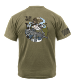 Bravo Company 4-23 Infantry "TRASH PANDAS" AR 670-1 Coyote Brown T-Shirt with Black Lettering & Black Right Sleeve Flag