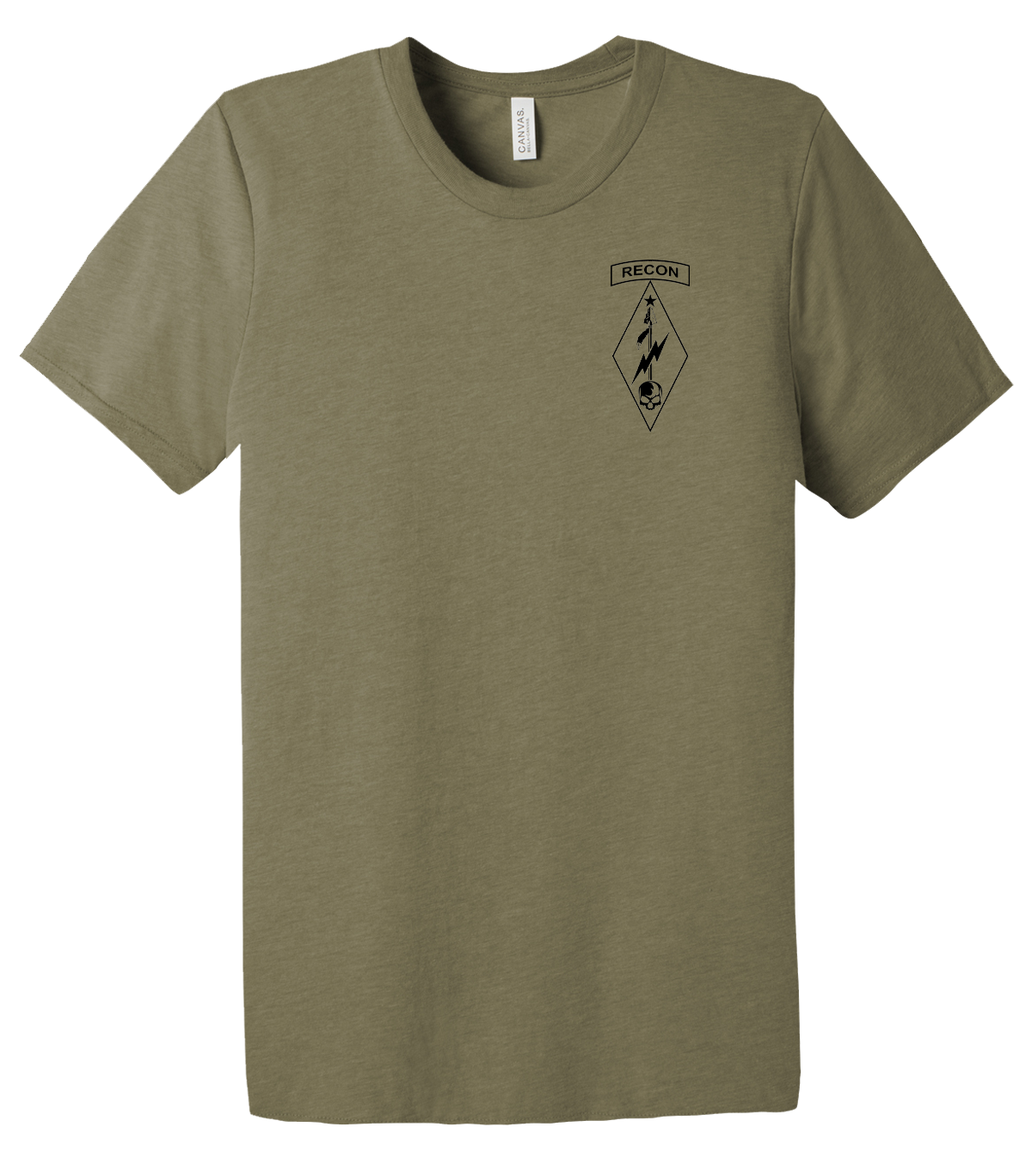 Recon 3-161 Infantry Unisex Triblend Short Sleeve Tee with Black Lettering