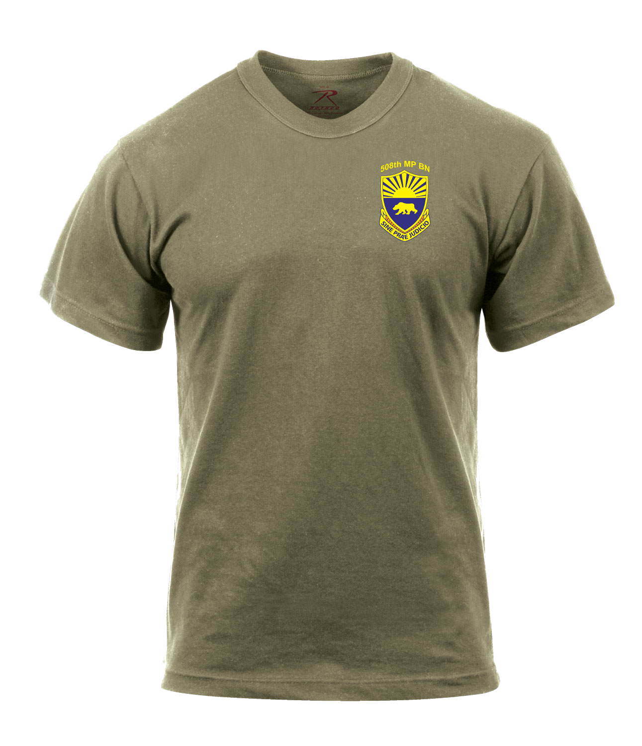 508th MP BN AR 670-1 Coyote Brown T-Shirt with CUSTOS on left sleeve