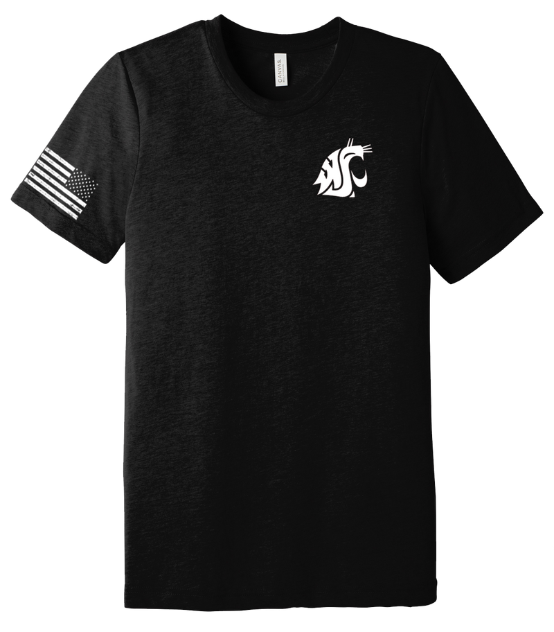 WSU ROTC Unisex Triblend Short Sleeve Tee with Right Sleeve Flag