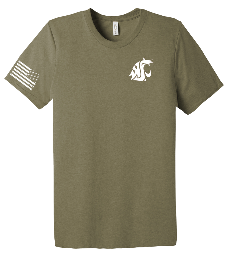 WSU ROTC Unisex Triblend Short Sleeve Tee with Right Sleeve Flag