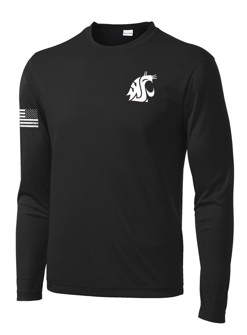 WSU ROTC Long Sleeve Competitor Tee with Right Sleeve Flag