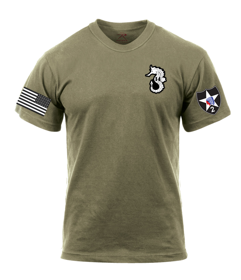 14th Brigade Engineer Battalion One Team One Family Shirt with Seahorse & US Flag & 2-2 SBCT on Sleeves