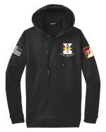 29th Hospital Center Fleece Hooded Pullover with a two sleeve print